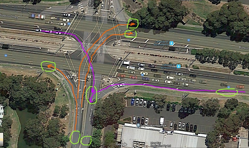 Burwood East路局路考考点-出路局第一个红绿灯